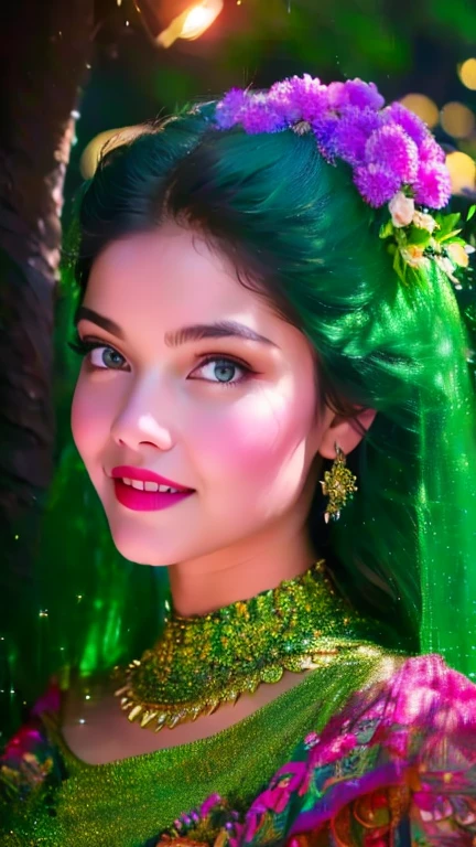 a beautiful girl in a lush garden, surrounded by colorful flowers, gazing up at a starry night sky, (best quality,4k,8k,highres,masterpiece:1.2),ultra-detailed,(realistic,photorealistic,photo-realistic:1.37),extremely detailed eyes and face,longeyelashes,detailed flower petals,detailed starry night sky,vibrant colors,cinematic lighting,intricate background details,fantasy,dreamlike