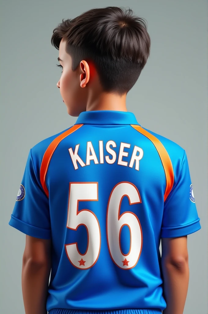Aboy wraring A india cricket team kit back ful named"kaiser" with number*56*