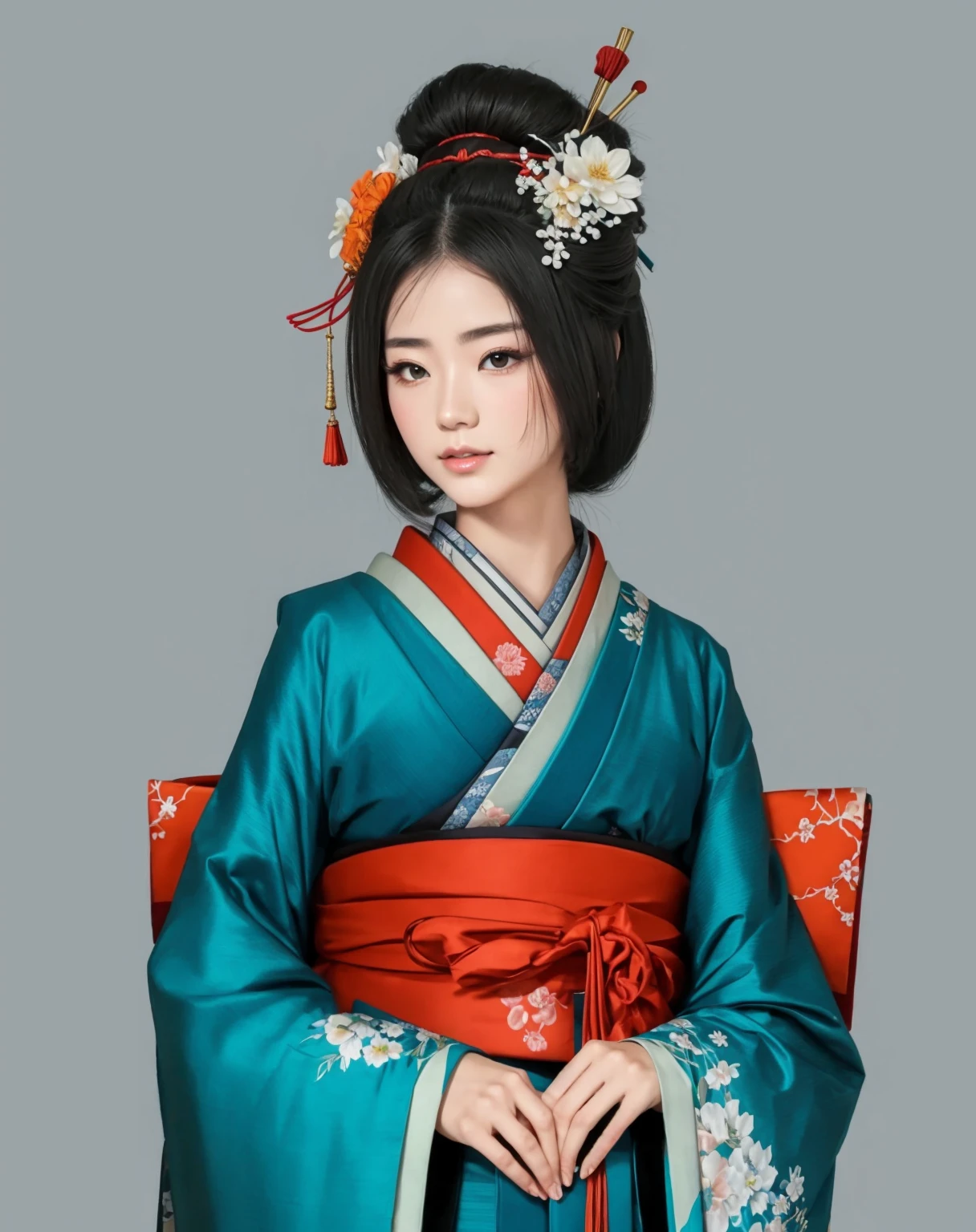 character in Japanese setting, a geisha, Art, kimono, Japan, beautiful girl, kimono, a geisha, digital painting