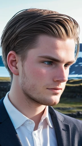 A young Icelandic man focus on the face