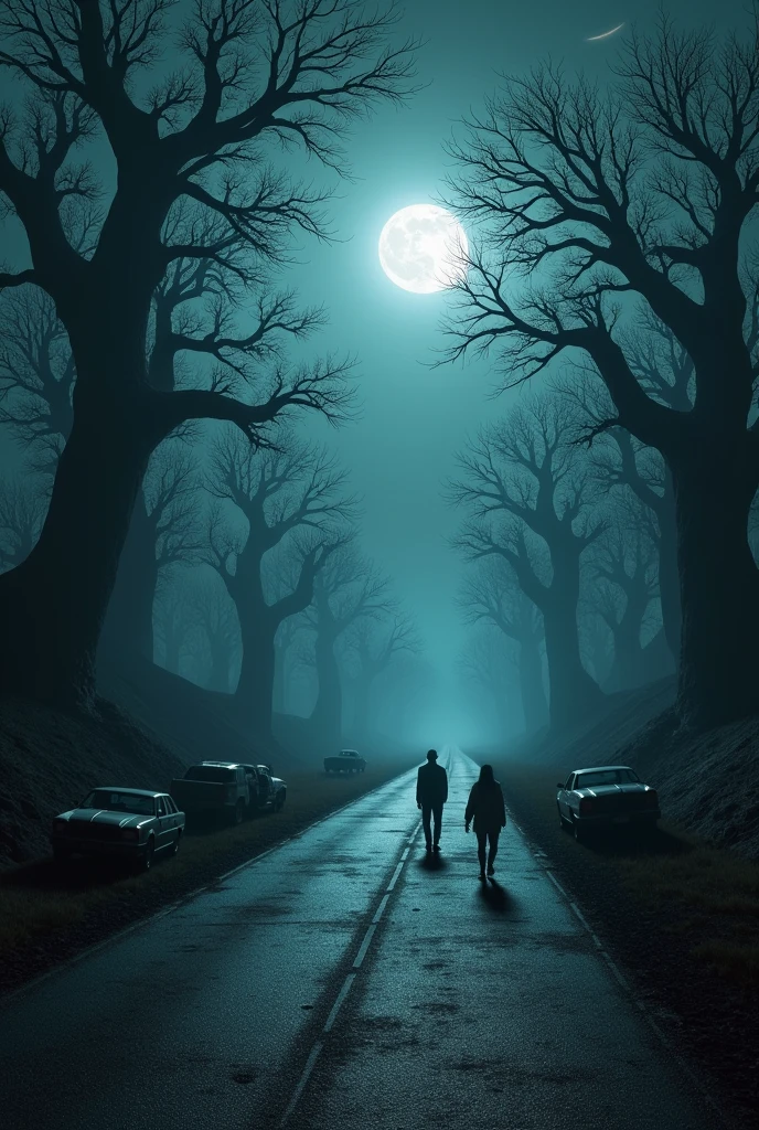 A horror highway in night
