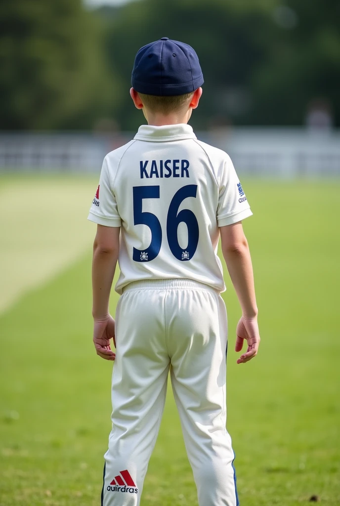 Aboy wraring A England cricket team kit back full named"kaiser" with number*56*