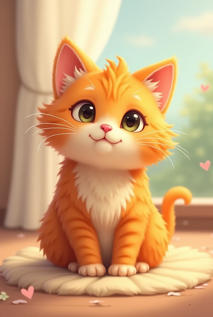 a cute orange cat in the center