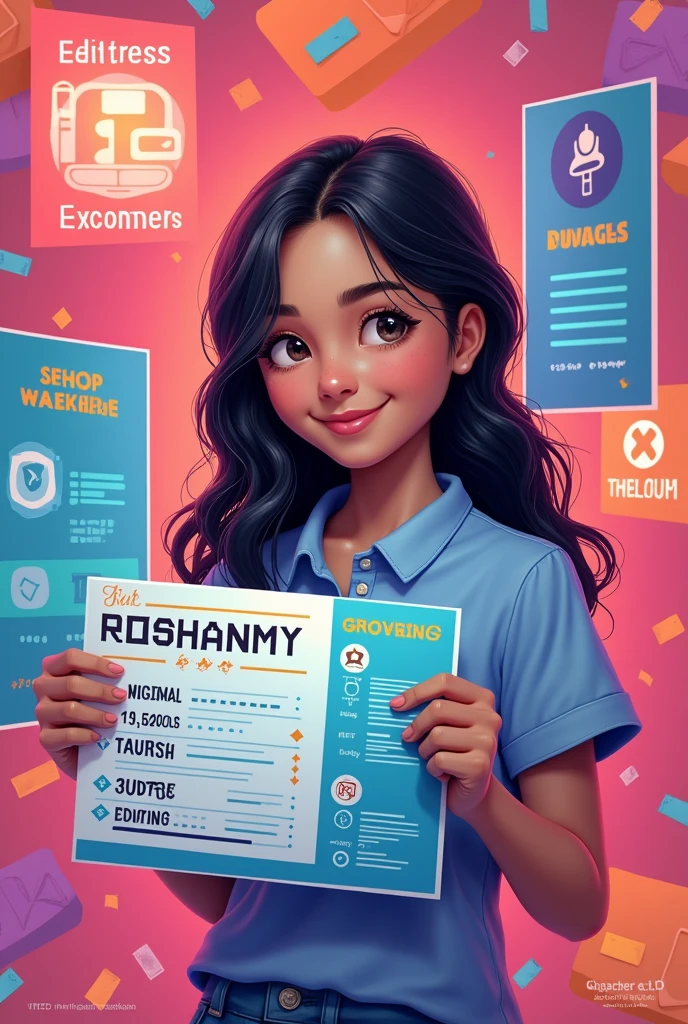 I went to make a poster about my skills editing they are some information about me. My name is Roshanmy age is 13 year old address Nathupur Gurgaon Haryana
