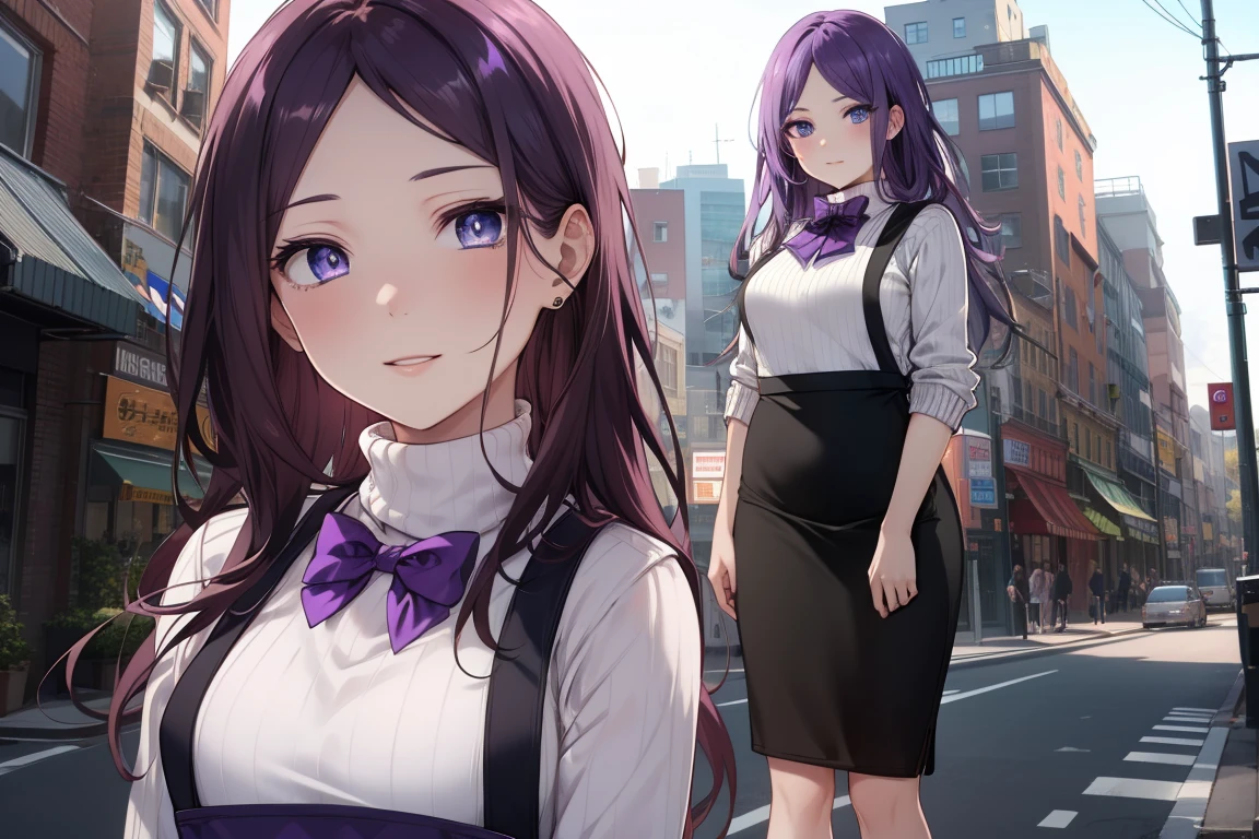 Kushina, (blue eyes), detailed blue eyes,red crimson hair, detailed hair, long hair,
BREAK ((ribbed sweater,turtleneck,purple_apron, purple bowtie,pencil skirt:1.5))
BREAK (full body photo), evil look, evil smile,billboards, CITY,looking at the viewer,
BREAK (masterpiece:1.2), best quality, high resolution, unity 8k wallpaper, (illustration:0.8), (beautiful detailed eyes:1.6), extremely detailed face, perfect lighting, extremely detailed CG, (perfect hands, perfect anatomy),