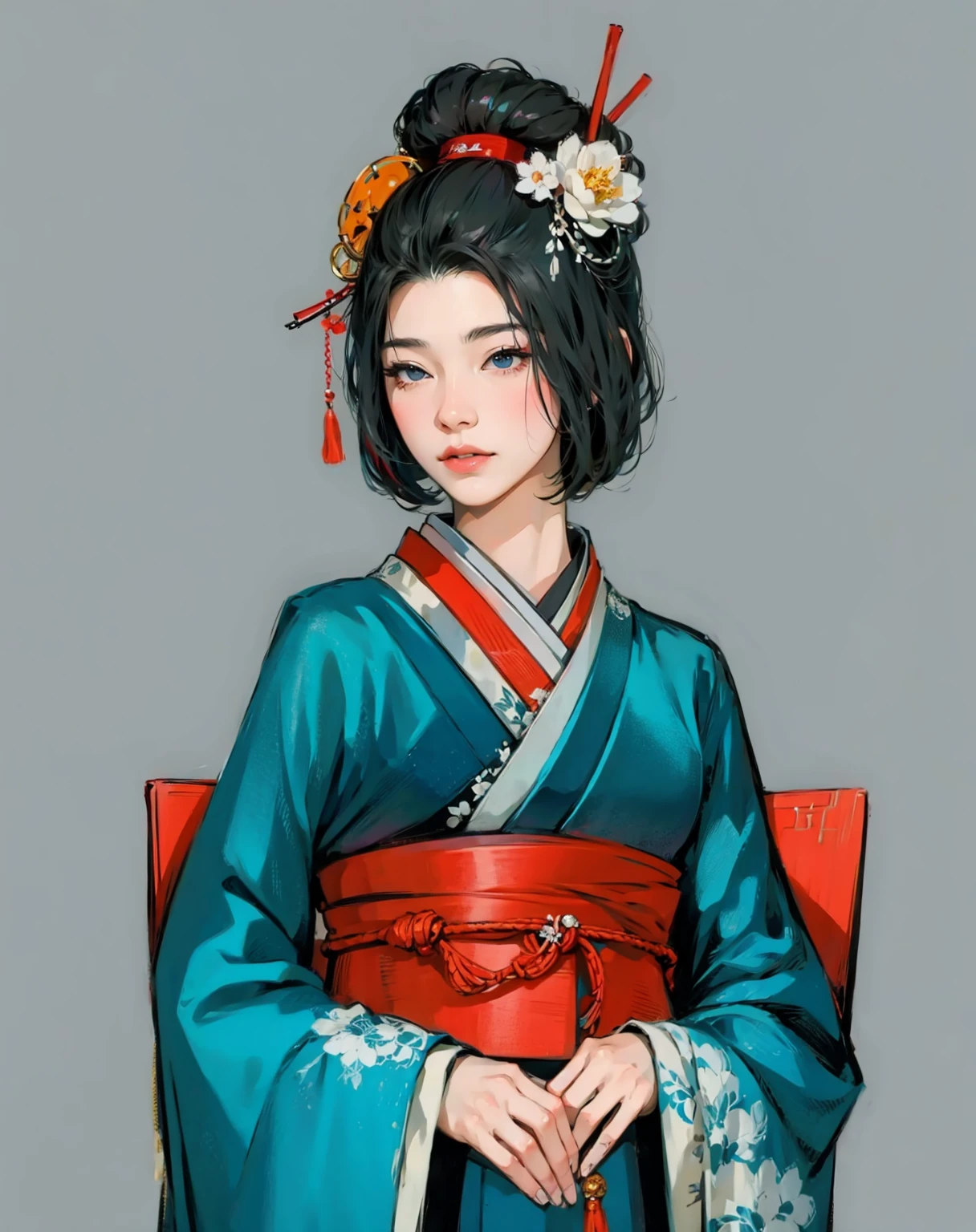 character in Japanese setting, a geisha, Art, kimono, Japan, beautiful girl, kimono, a geisha, digital painting