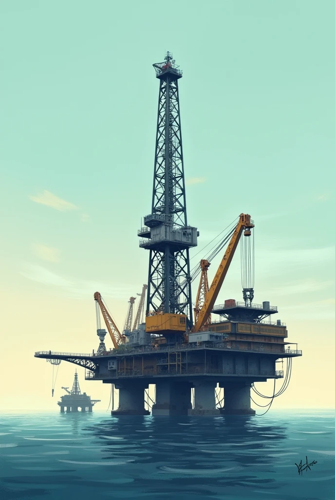 Tower Crane machine in oil rig with gradient background
