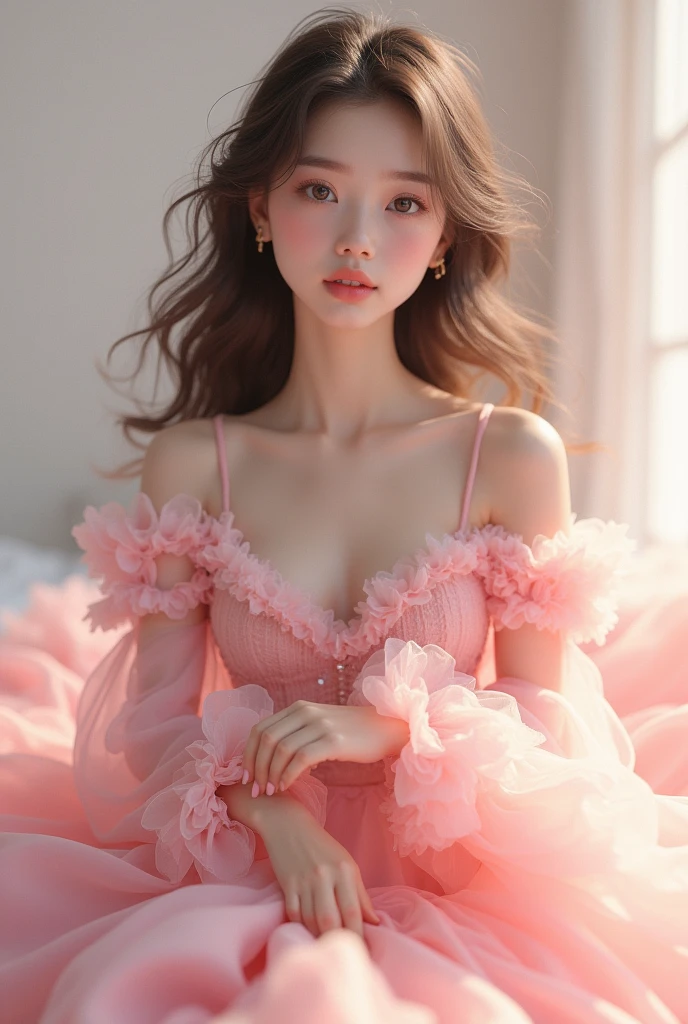 high resolution,beautiful girl,Perfect Face,one piece,Pink Fluffy