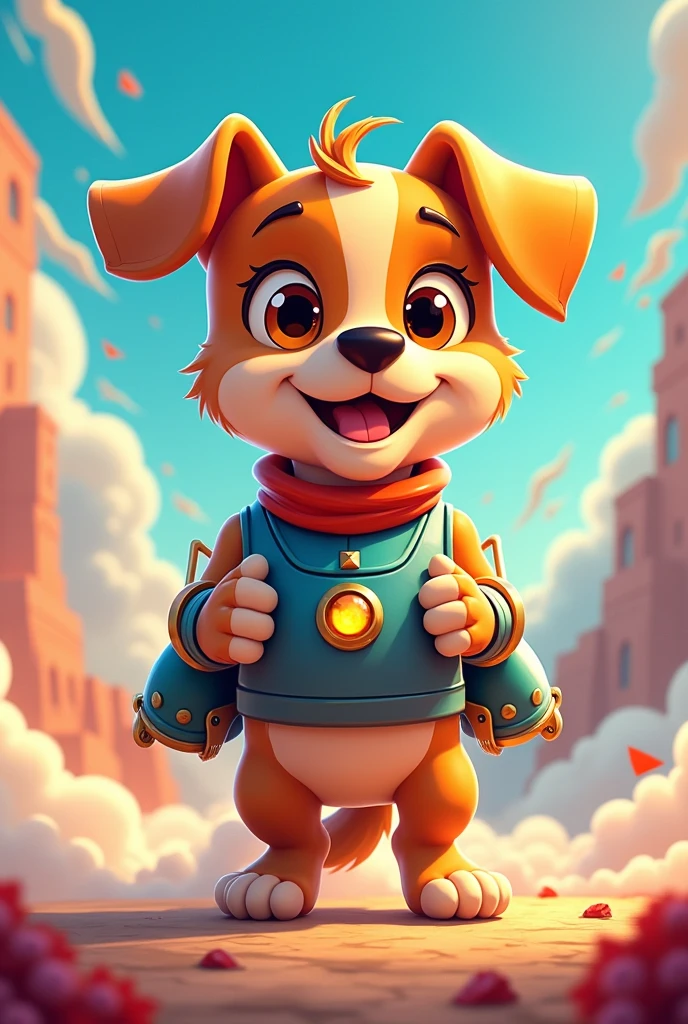dog+Cartoon standing jet pack