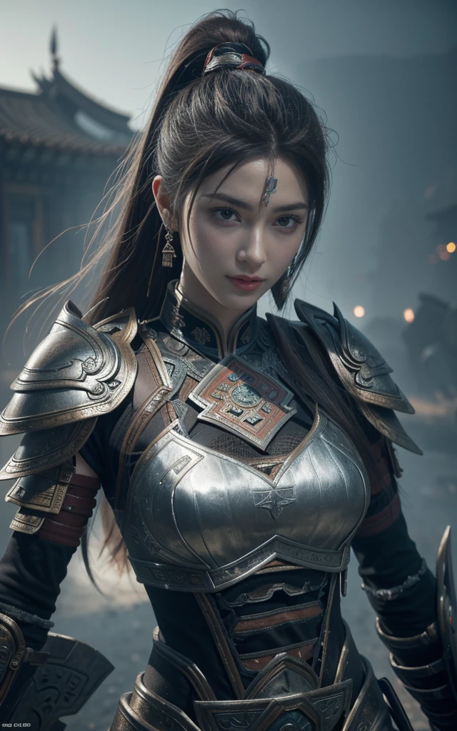 Alien technology martial arts costumes, fashion photography,silver gold clothing , Dim lighting,gloomy,Photorealistic,Create tension、Sinister atmosphere。Swords,The viewing angle is from above,Emphasizes the girl's absolute majesty and power。Inspired by Chinese Xianxia and Cyberpunk。(best quality,4K,8K,high resolution,masterpiece:1.2), (Practical,Reality,Photo-real:1.37). information,