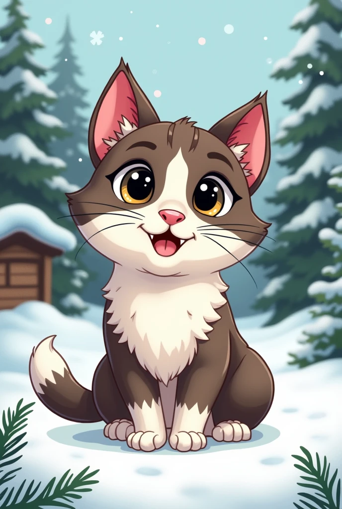 Can you please make a cartoon of a snowshoe cat?