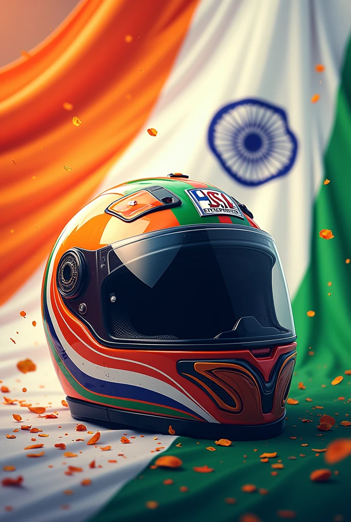 Create a good picture of helmet showroom ss enterprise logo offer on India's independence day