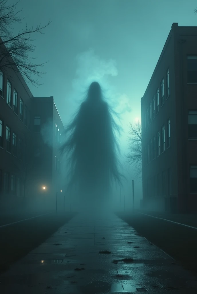 Ghost shighting in the school, foggy, dark, screaming