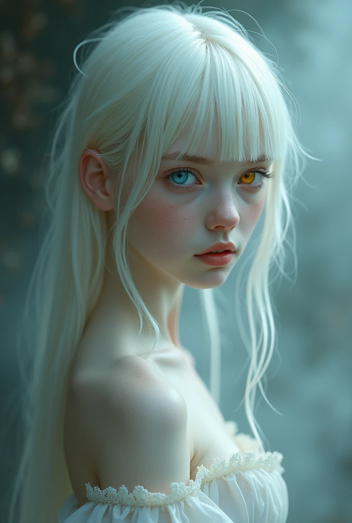 albino、Young Girl、Odd-eyed girl with big breasts