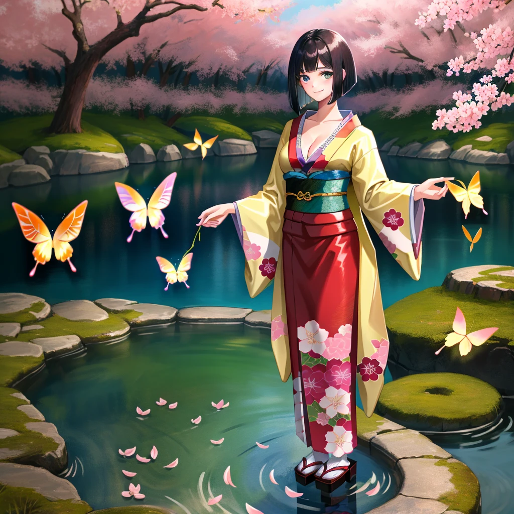 ******「(((masterpiece, best quality, ultra-detailed, ultra high resolution)), ((Top Quality photorealistic Illustration, Ultra Definition)), ((cute illustration:1.3)), ((high Saturation:1.2)), ((detailed beautiful face and eyes)), ((an extremely delicate and beautiful)), ((nice hands, perfect hands)), ((appropriate posture, appropriate configuration)), ((ideal ratio body proportions)), ((absurdres, hyperrealistic)), ((golden ratio1.2)), drafting board1.3, ultra quality and detailed art, high resolution (HD, 4K, 8K, 16K), color bit depth is 24-bit, 48-bit, 8K, ultra high resolution: 1.2)))」******1:1.7
BREAK
***(((one girl, beautiful and perfect face, bob cut, Japanese clothing, kimono, intricate details, cinematic feel, 8K, very detailed)))***1:1.5
BREAK
***(((artistic and ultimate, strongest and perfect, extraordinary, groundbreaking, astonishing, overwhelming, original, pioneering, innovative)))***1:1.5
BREAK
***(((perfect female body, feminine curves, cleavage)))***
BREAK
***(((standing pose, elegant posture)))***
BREAK
***(((traditional Japanese garden, cherry blossom trees, quiet pond)))***
BREAK
***(((kimono, vibrant red and gold colors, intricate patterns)))***
BREAK
***(((bob cut, black hair)))***
BREAK
***(((gentle smile, kind atmosphere)))***
BREAK
***(((butterflies flying in the background, light reflections)))***
BREAK
***(((gold, blue, green, light blue, yellow, silver, deep red, light purple, deep brown, pink, wine red)))***1:1.5
BREAK
***recommended model and LoRA***:***(((Stable Diffusion, Anything V3, LoRA for detailed faces and clothing, Waifu Diffusion, NAI Diffusion, LoRA for intricate patterns and textures)))***1:1.5