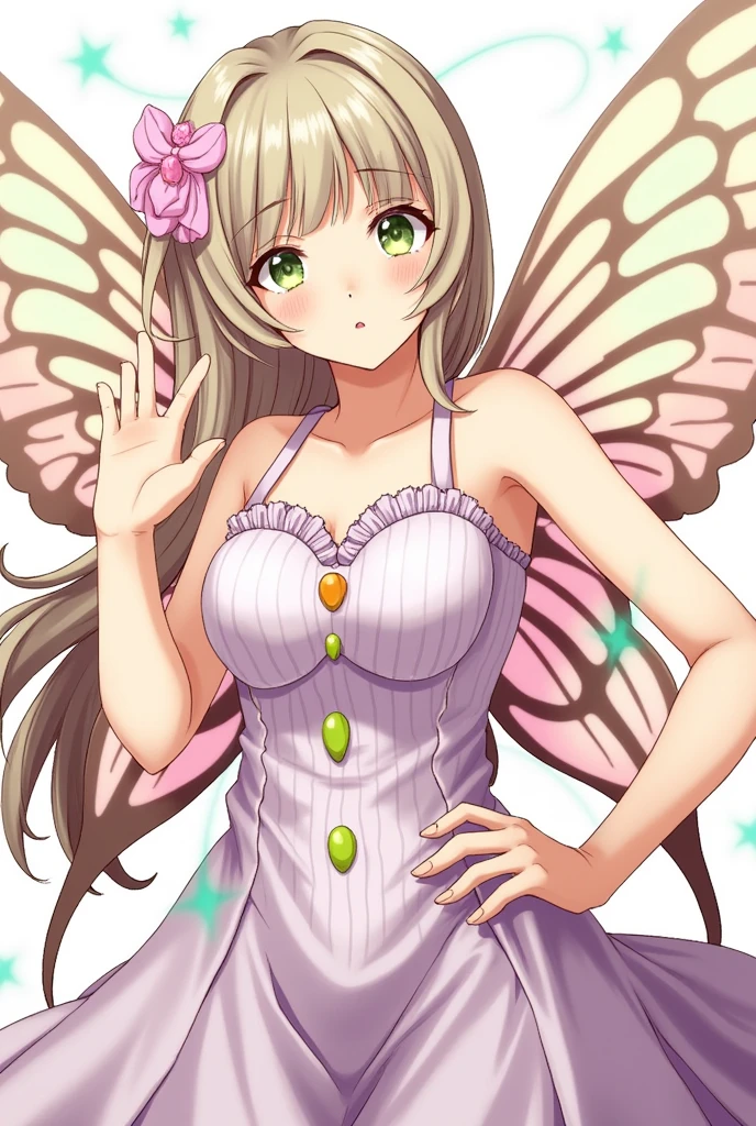 1girl ,fairy, butterfly wings, beautiful clothes,(high resolution, high detail, best quality), medium breasts