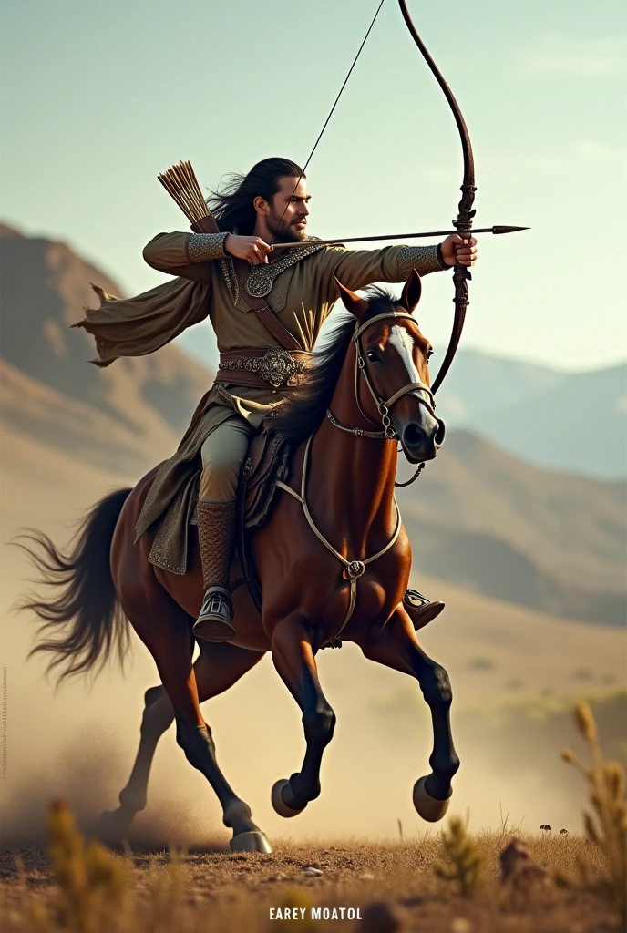 man shooting an arrow while riding a horse