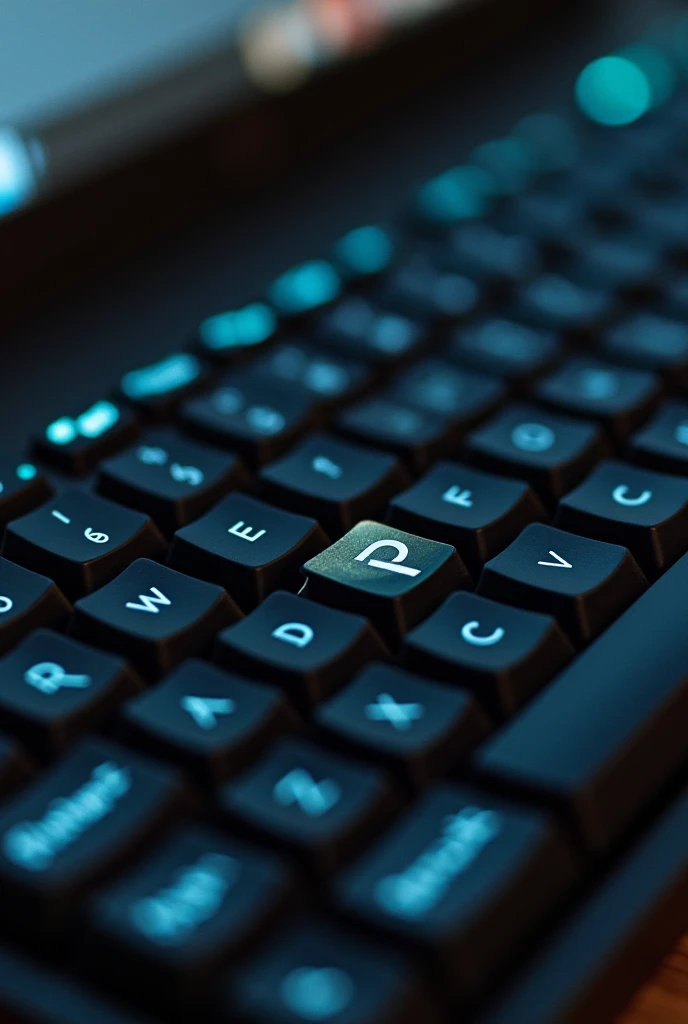 computer keyboard, on which it is written "Kaleos.p" laid out in letters, view from above