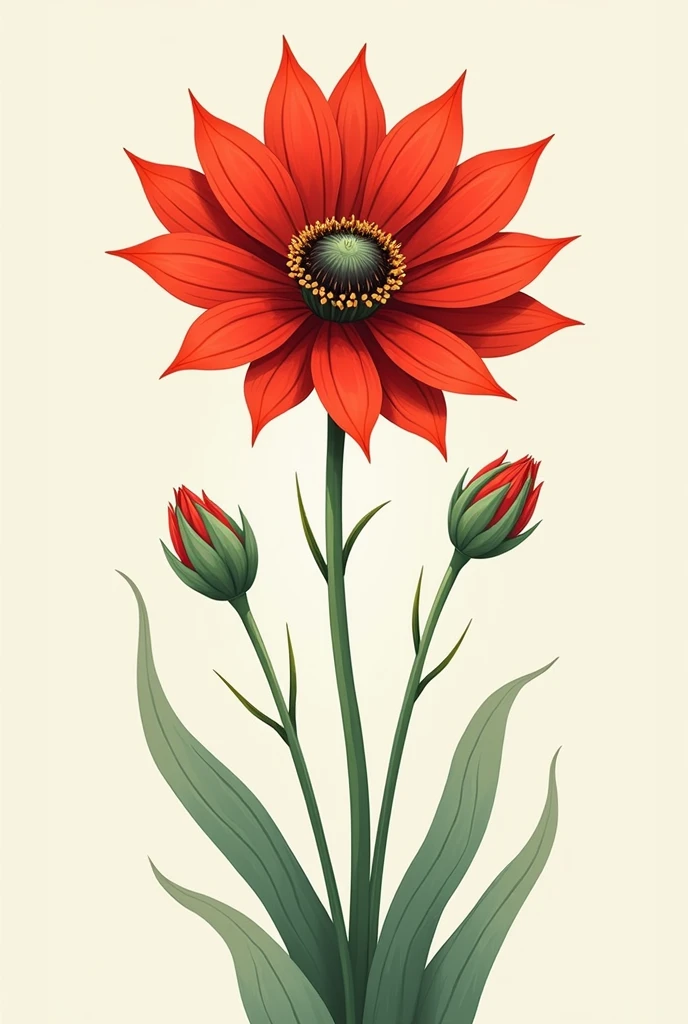 Red Needle Flower Cartoon Image