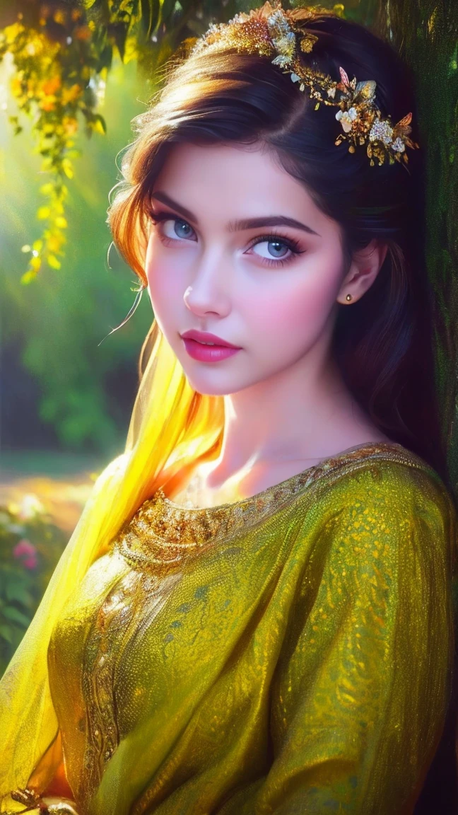 A girl in a garden,half:illustration,beautiful detailed eyes,beautiful detailed lips,Extremely detailed eyes and face,long eyeslashes,High Resolutions,ultra detailed,fotorrealist,vivid colors,bokeh,Portraits,warm tones,soft lighting, (The best quality,4k,8k,High Resolutions,masterpiece:1.2),ultra detailed,(realist,fotorrealist,fotorrealist:1.37),classical,Amazing,beautiful detailed eyes,beautiful detailed lips,Extremely detailed eyes and face,long eyeslashes,oil painting style,Canvas texture,old fashioned dress,Golden lighting,Garden landscape,colorful flowers,romantic atmosphere,vintage colors,soft sunlight,serene expression,elegant pose
INFO
