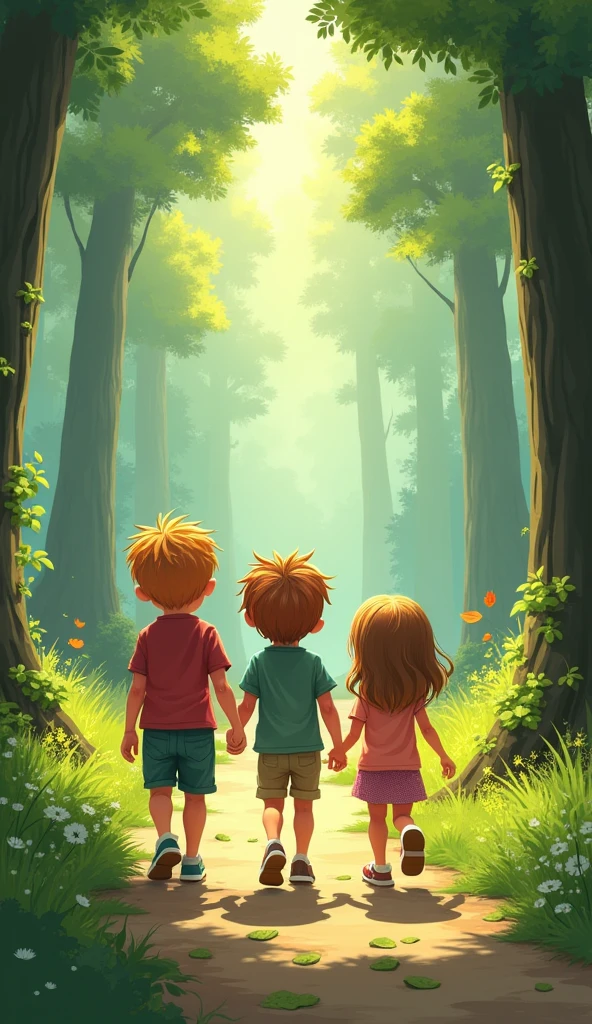 And those three kids return there home from the peaceful  forest