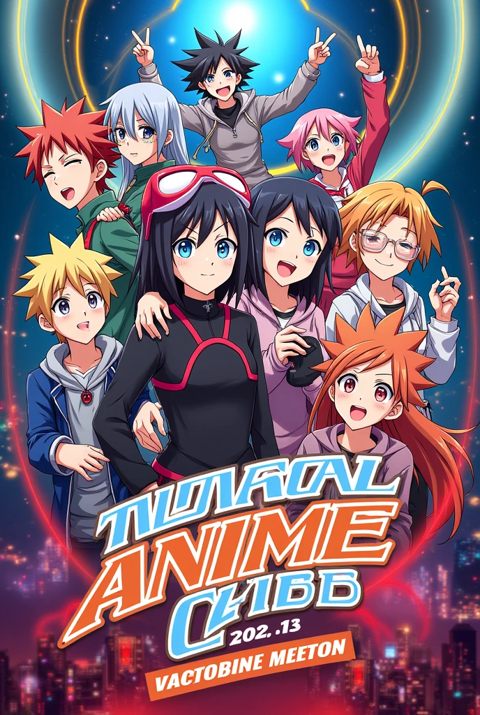 Create a poster for anime club Anisoul introducing meeting (in anime style photo)
