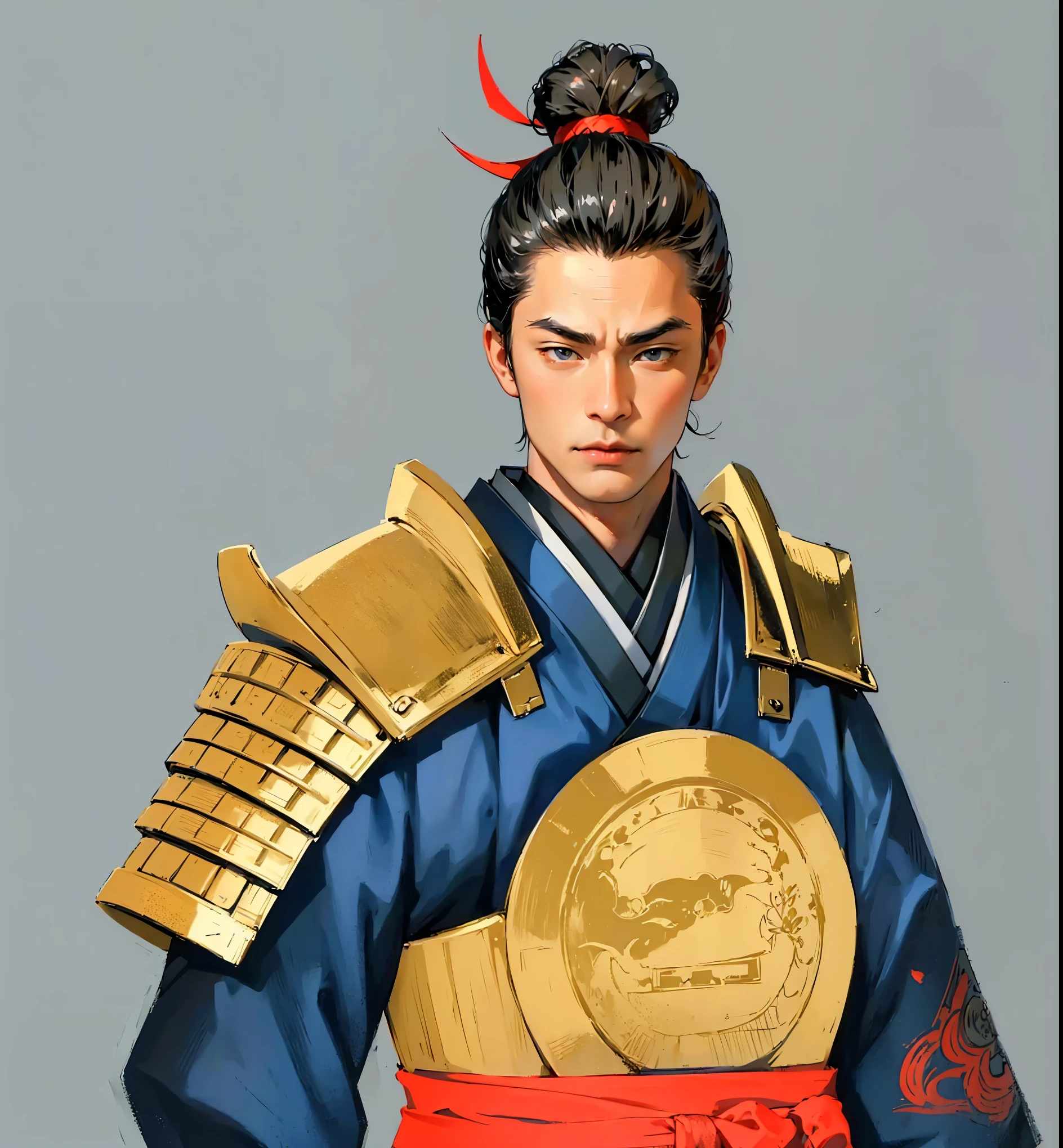 character in Japanese setting, Samurai, Art, japanese armor, Japan, Samurai, взрослый man, man, Samurai, kimono, Samurai, digital painting