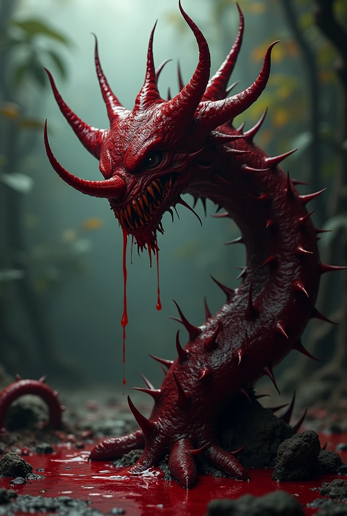 a vicious-looking plant with dark red thorns that ooze a crimson sap