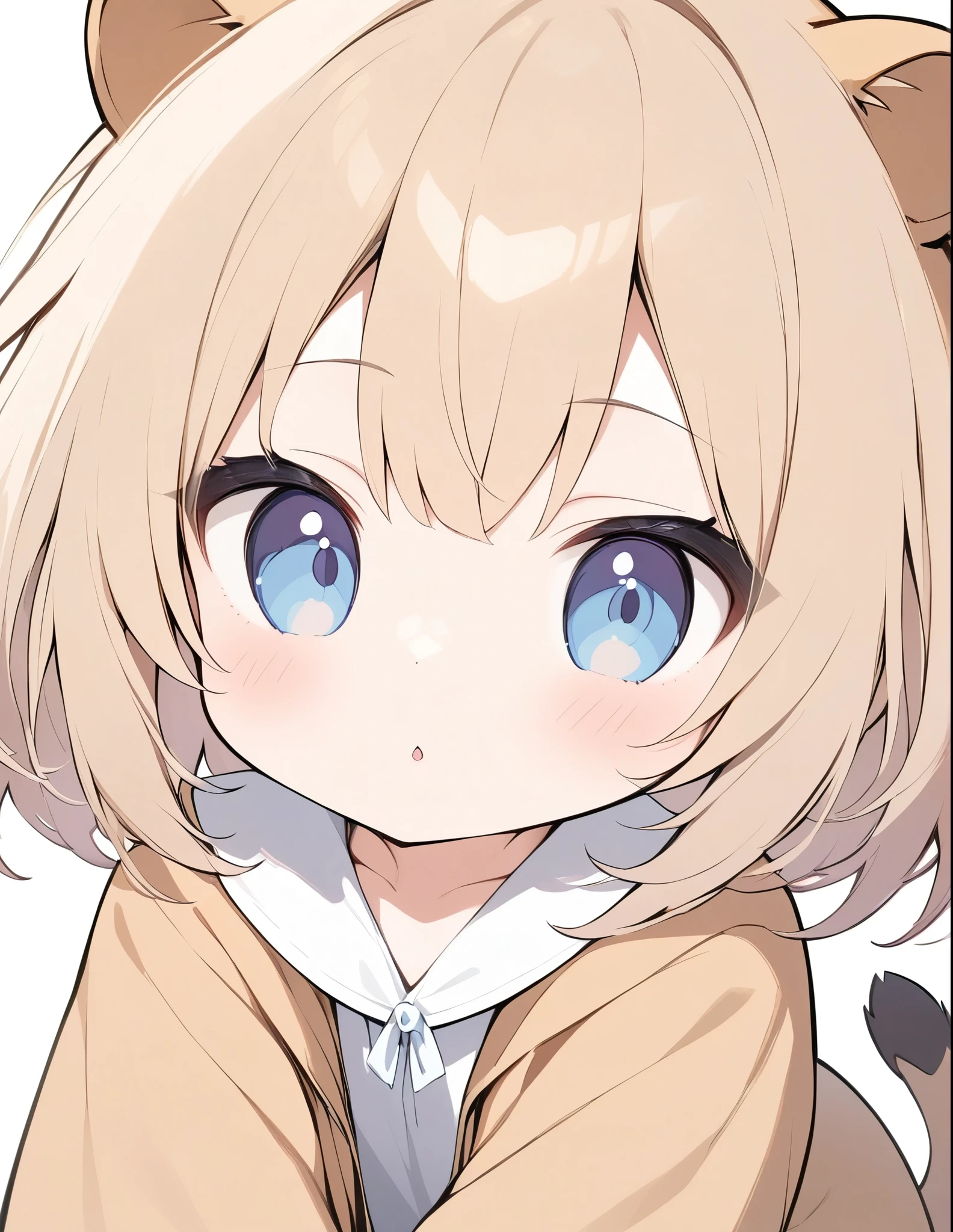 ((Amazingly absurd)),超High resolution, Attention to detail, high quality, High resolution, 最high quality, 4K, 8k, Lion Girl、cute、Pose、tooth、Savannah background、((Lion costume))、cute、ライオンのぬいぐるみ