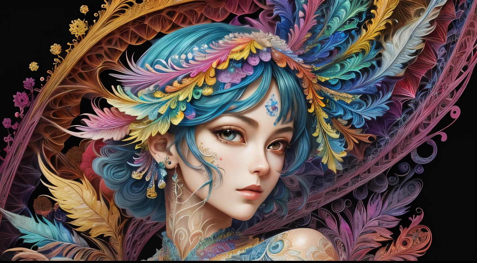 (masterpiece, top quality, best quality, official art, beautiful and aesthetic:1.2), (1girl:1.3), extremely detailed,(fractal art:1.2),colorful,highest detailed,(zentangle:1.2), (dynamic pose), (abstract background:1.5), (treditional dress:1.2), (shiny skin), (many colors:1.4), upper body, masterpiece, best quality,high quality,highres, 16K,RAW,ultra highres,ultra details,finely detail,an extremely delicate and beautiful,extremely detailed,real shadow, anime,highly detailed painted,award winning glamour paintting,wonderful paintting,art style,stylized,