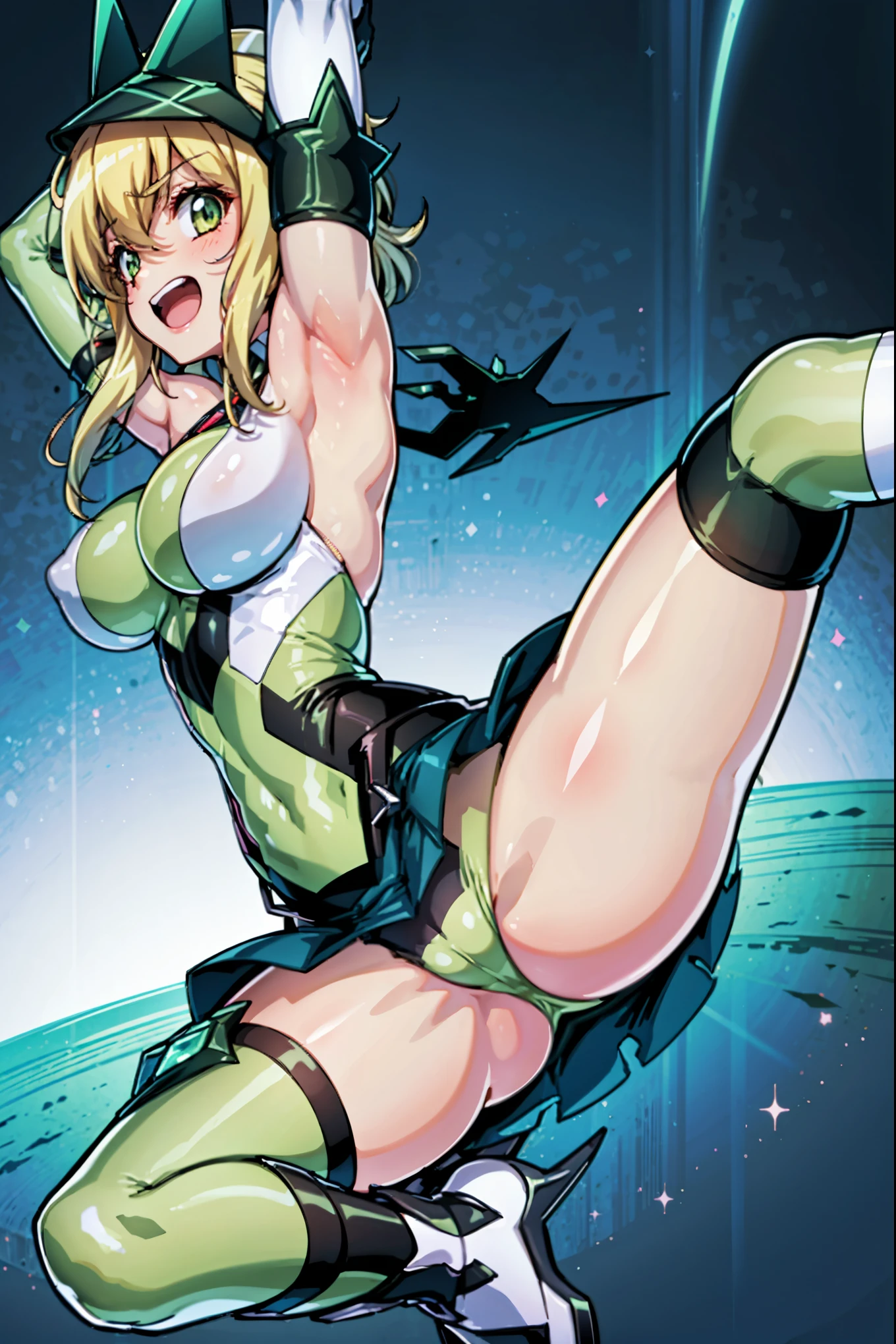 (Extremely detailed CG), (Highest quality),(full body)，(( Spread your legs，Strike a Pose)),1 _girl,alone, Akatsuki Kirika，symphogear，Perfect Face,  Glowing Skin, Glowing Skin, Wide Hips,Tight waist,Knee-high boots，Elbow Bag,1 girl, Long Hair, Big Breasts，Thick thighs，sunset，Octane，(rise_leg:1.2),(leg_in_front_of_girl:1.3),rise_feet,stretch_knee,rise_sole,rise_heel,rise_ toes,rise_ankle,(stretch_leg:1.1),(Buttocks:0.6),big_smile, laugh,back_knee,I-shaped_balance,stretch_knee_back,crotch,