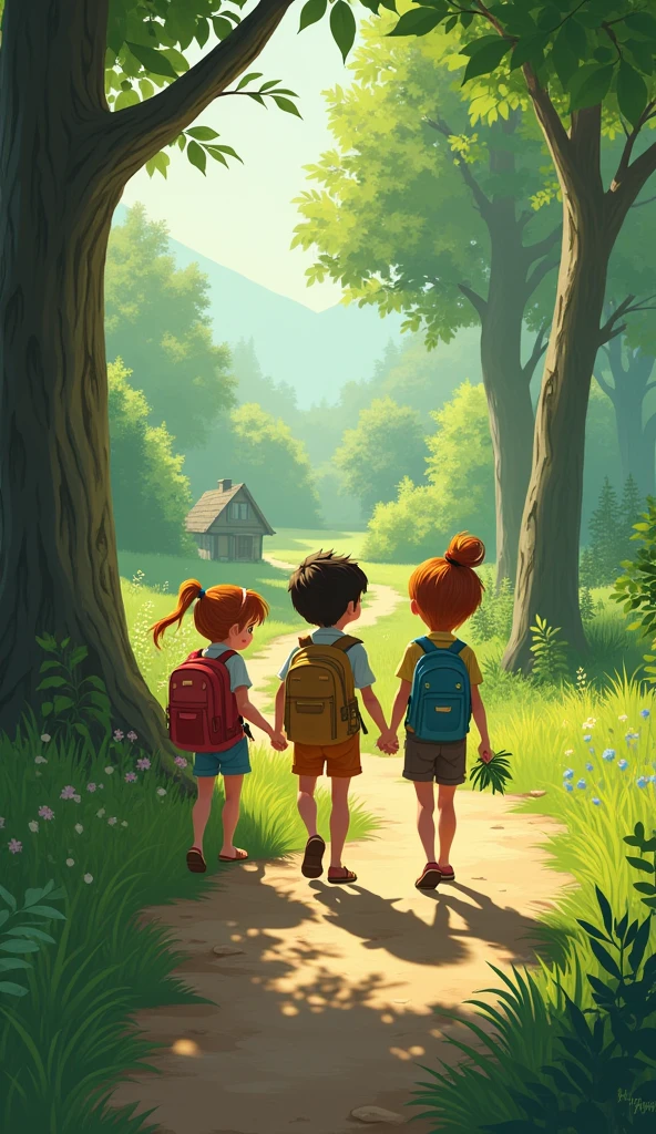 And those three kids-Lucy, Ben and Maya return there home from the peaceful forest