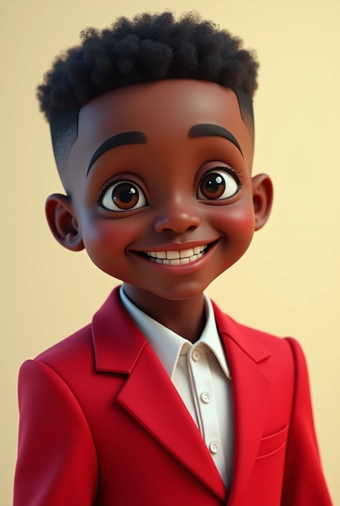 Handsome black boy smiling with red suit