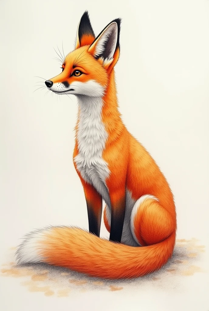 a drawing (pencil style) of a Chinese fox