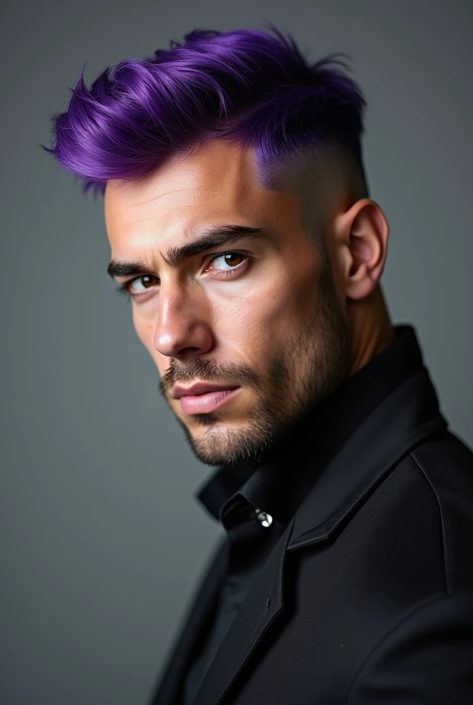Sexy 30 year old man with purple hair