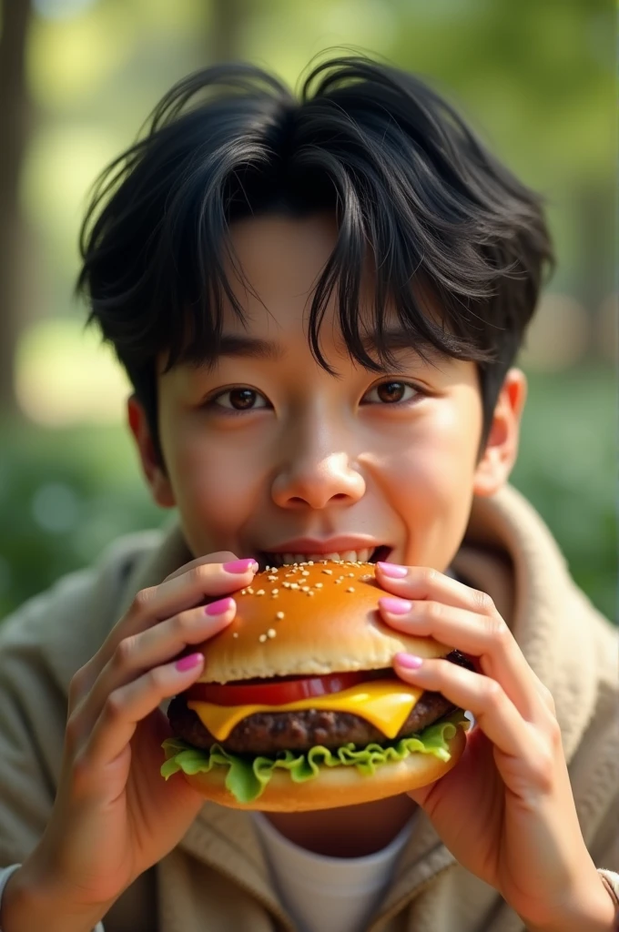 Jungkook from bts eating burger