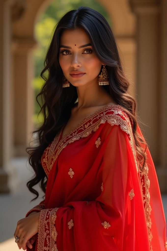 Tamanah bhatia in red sari