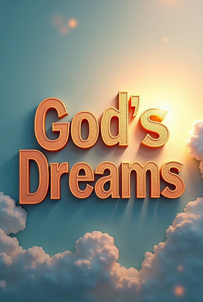 Generate an image for a Logo written the words "God's Dreams". Have it in 3D photography style