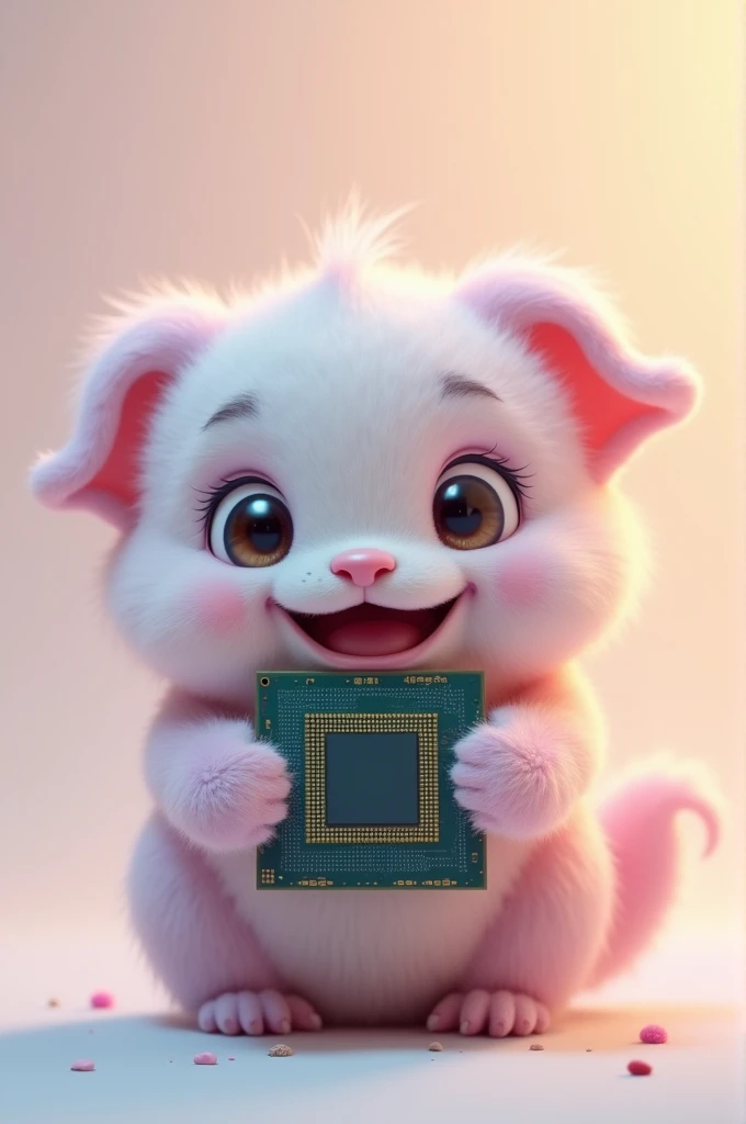 Cute picture of a creature eating a CPU