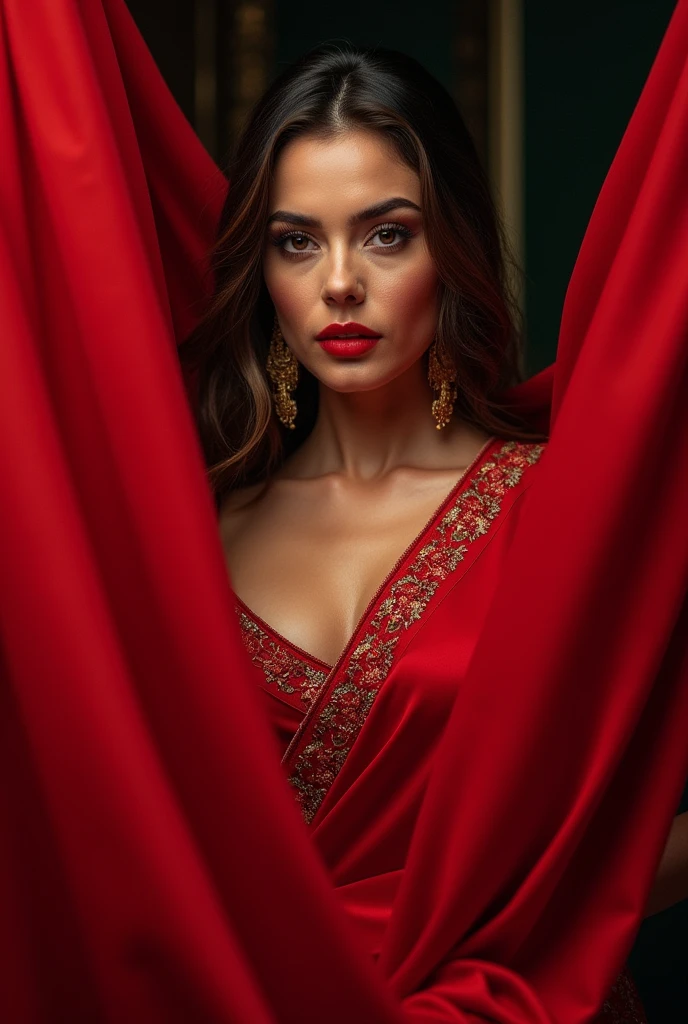 Ana de armas in sexy red saree