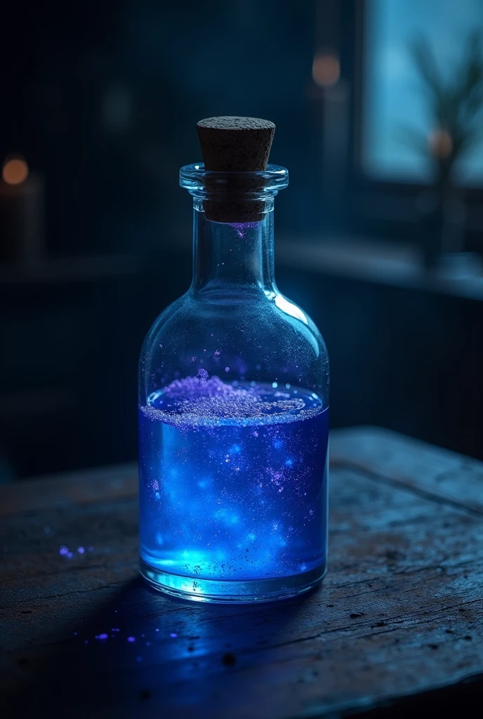 A Potion with a Midnight blue with a slight iridescent sheen, like the glow of twilight.