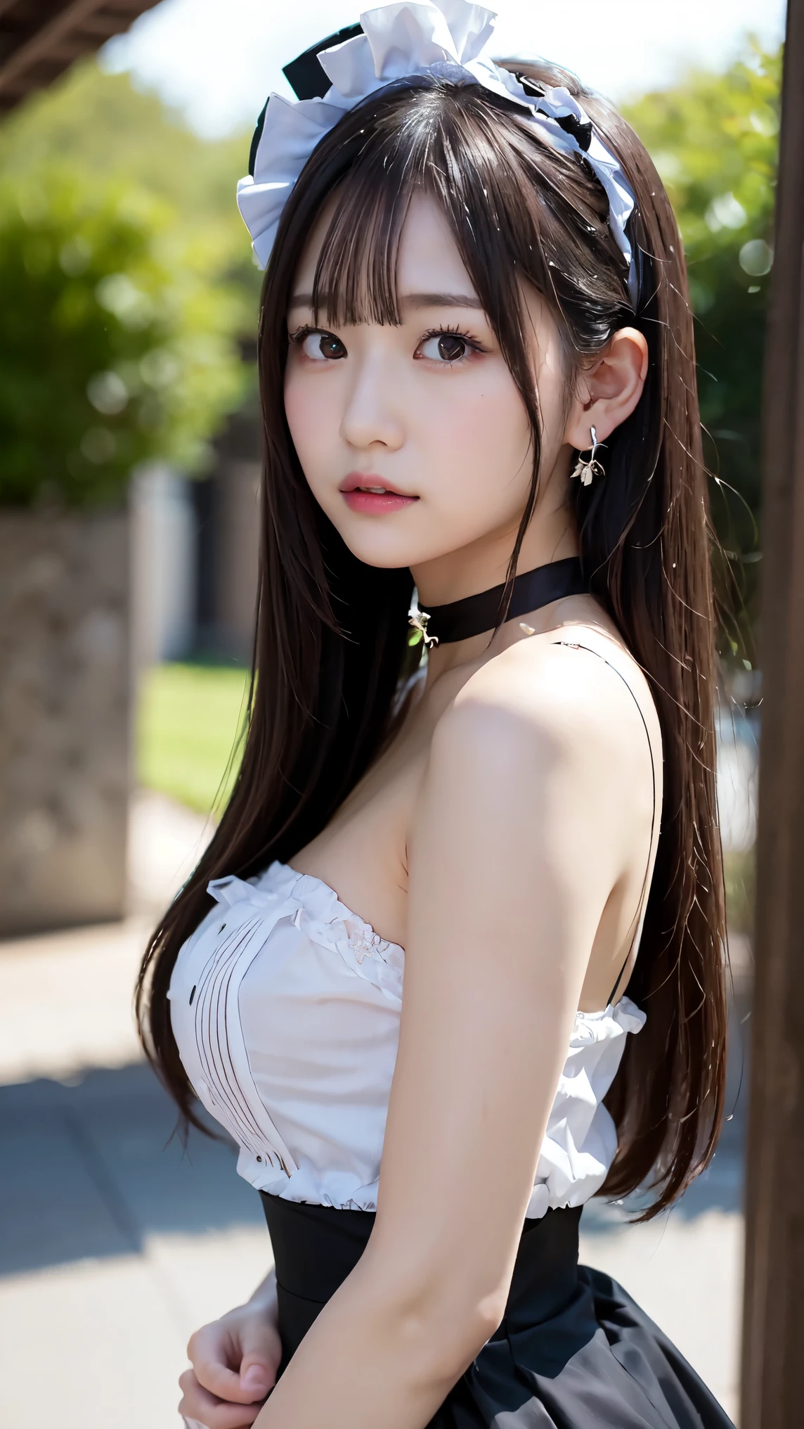 Wear the cutest gothic maid outfit in the world,The cutest maid choker in the world、The cutest gloves in the world、The most beautiful skin in the world、The most beautiful earrings in the world、The cutest sleeping face in the world、The cutest gravure idol pose in the world、Perfect Proportions、cute、((18-year-old female:1.ung and adorable Japanese face,Official Art,Highly detailed CG Unity 8K wallpapers,(masterpiece:1.0),(Highest quality:1.0), 超High resolution,4K,Very detailed, photo shoot, 8k, Hmph, High resolution, Kodak Portrait 400, Film Grain, Lens Flare Glow,高いest quality,8k,Hmph:1.2),Portrait Shot,8k、Show Viewer