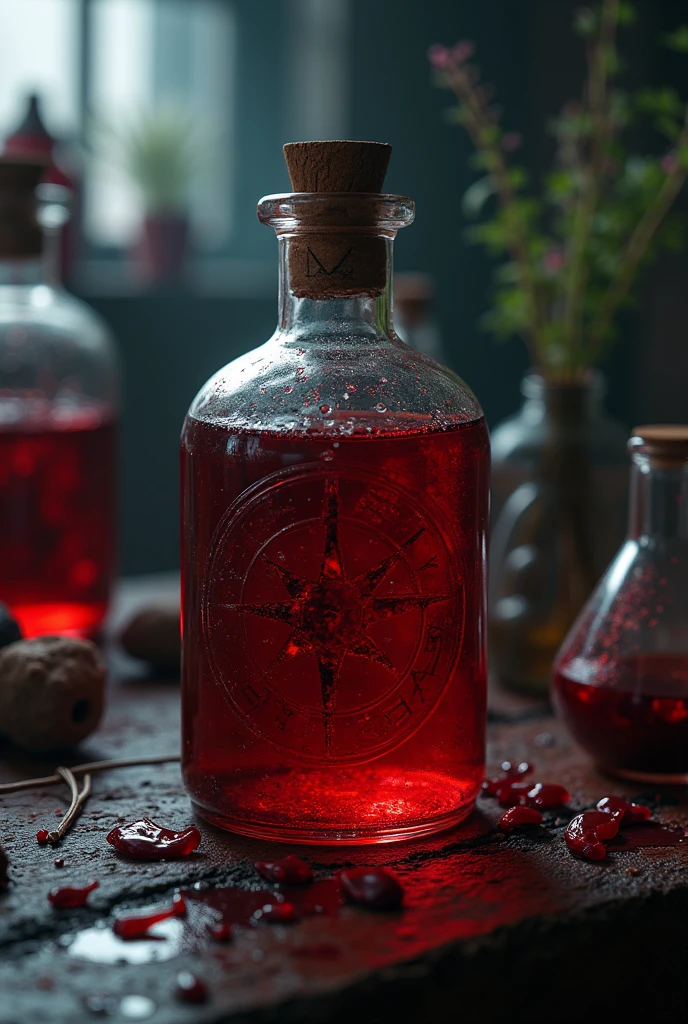 A Potion with a Dark, crimson red, thick like blood, with a slightly metallic sheen.





