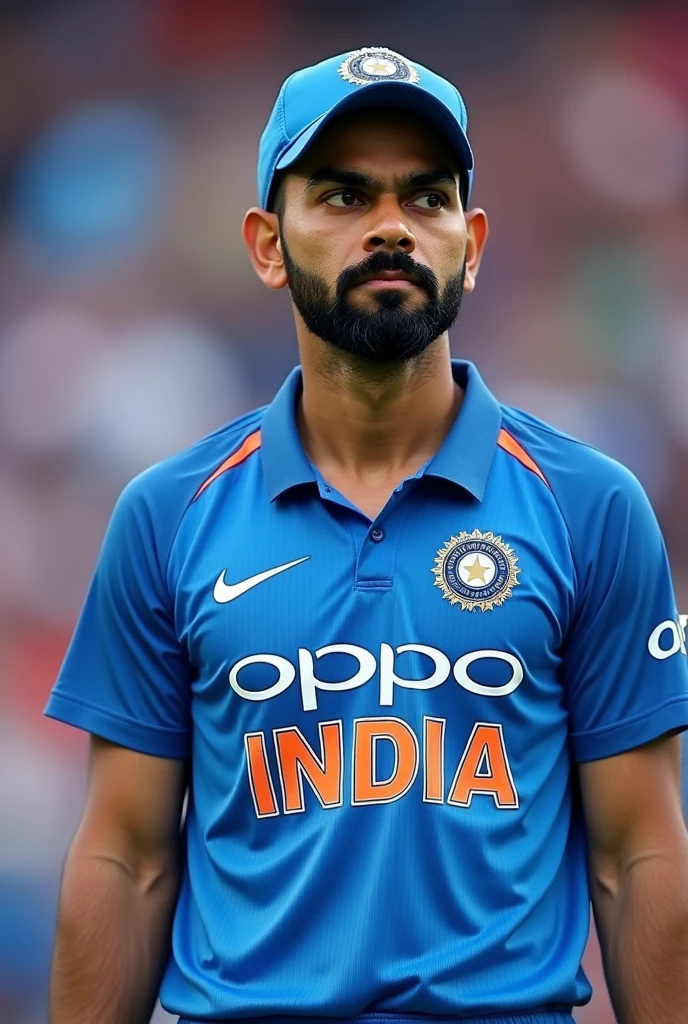 Virat kohli picture wear India shirt hold odi world cup