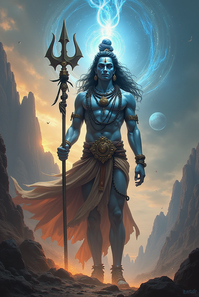 Lord Shiva was  saving a world from most advanced technology 
