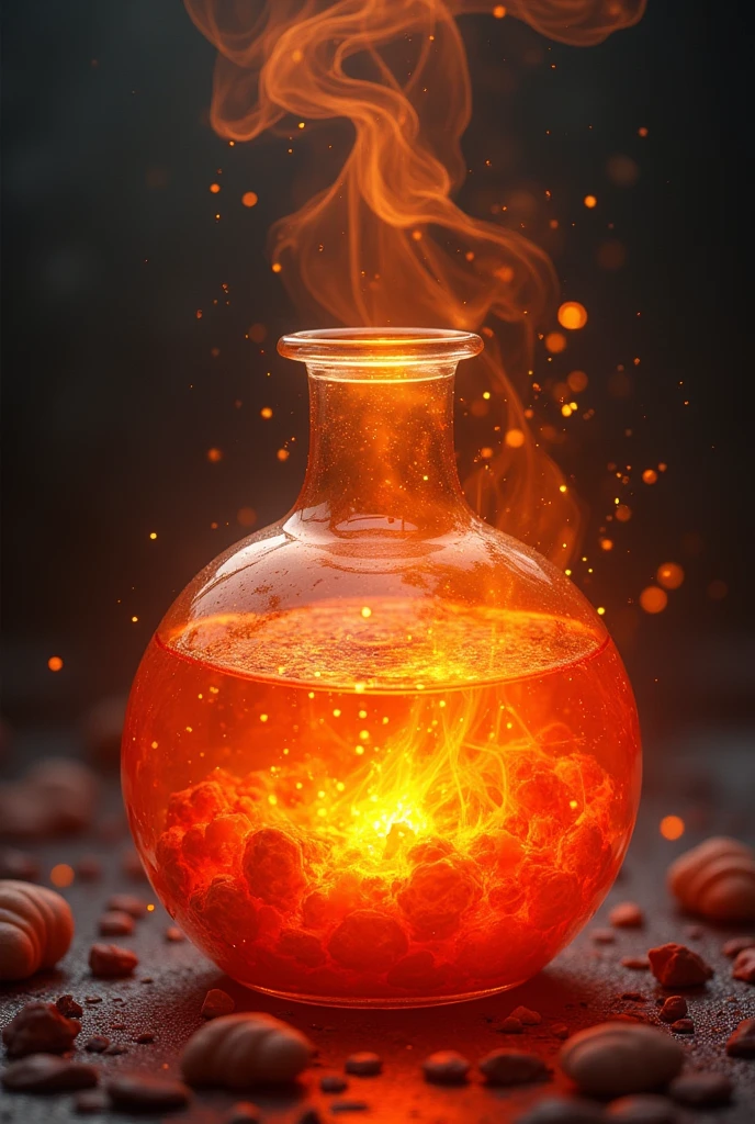 A Potion with a Bright, fiery orange with swirling streaks of red and yellow, like liquid flame.