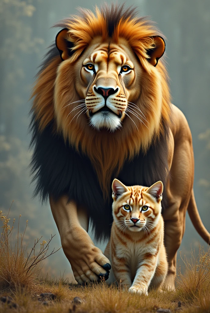 The Lion and the Pallas' cat