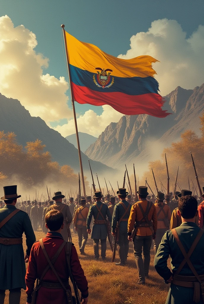 August 10, 1809 The first cry for independence, The battle and its history in the country Ecuador .
Place the flag of Ecuador and its military of yesteryear on it .