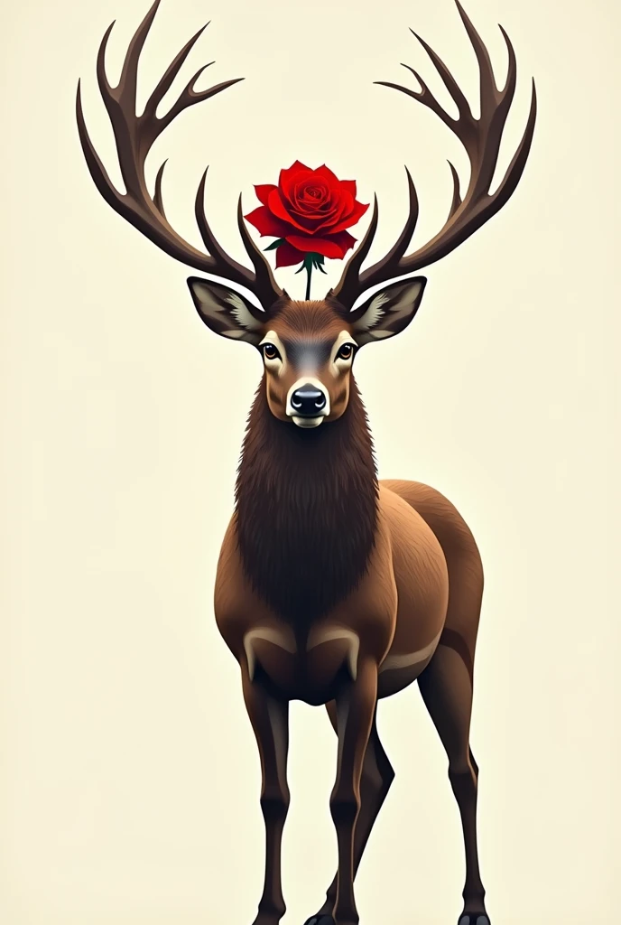 a logo of majestic deer with red rose between its horn
