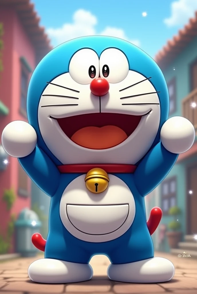 Make a image of Doremon showing thumbs up